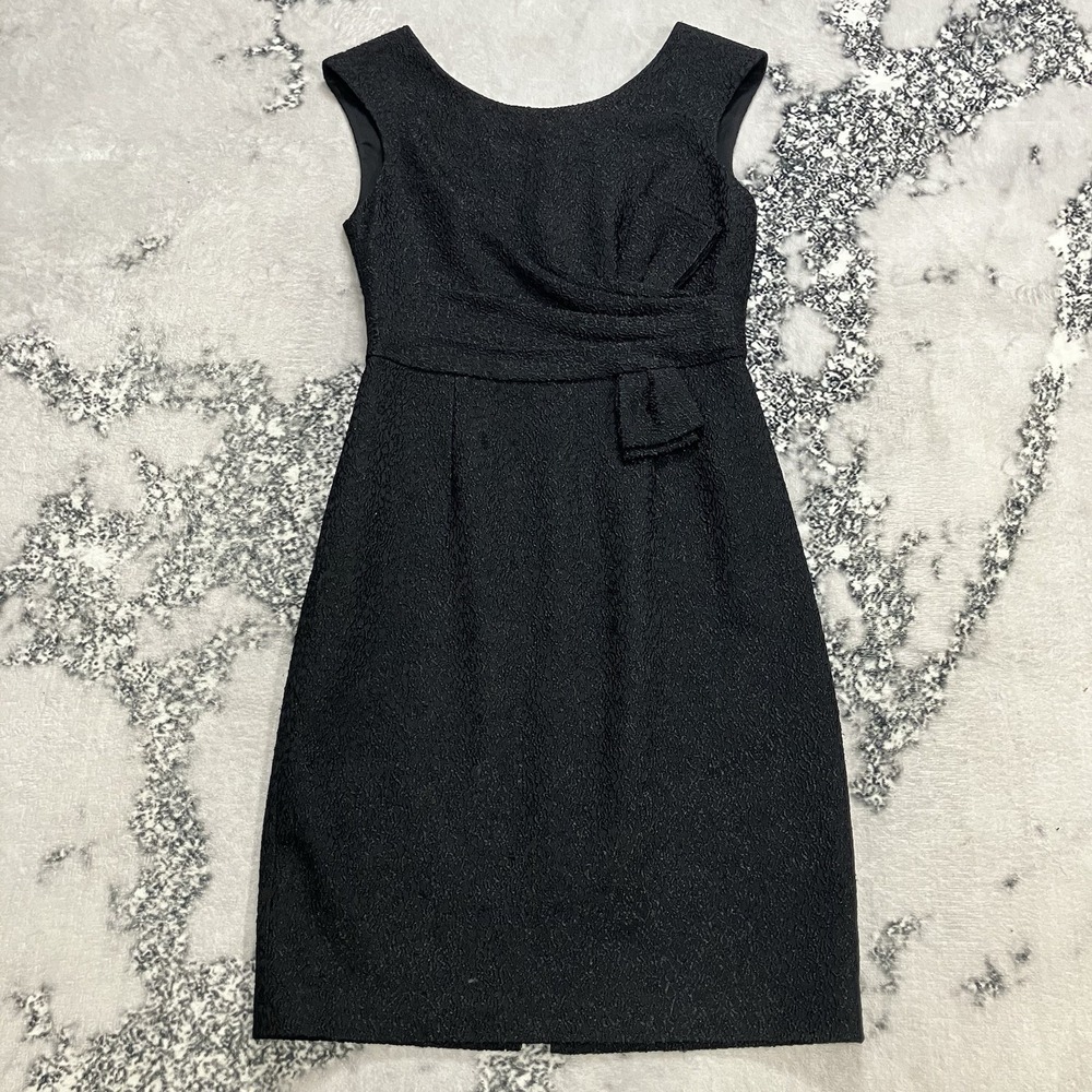 Kay Unger New York Black Cocktail Dress Womens 2 Sleeveless Bow Waist